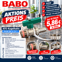 10x KFE-Kugelhahn DVGW DN 15 (½") – selbstdichtend