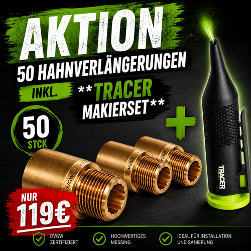 50 Hahnverlängerungen + TRACER-Markierset